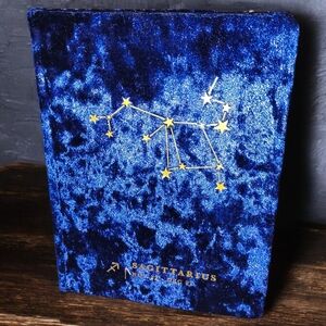NWT Blue Velvet Zodiac Theme Sagittarius Gold Lined Journal With Bookmark